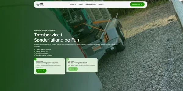 Hjemmeside lavet af Moneyweb til AM Service