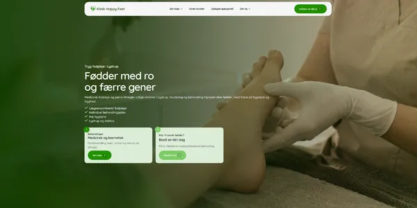 Hjemmeside lavet af Moneyweb til Klinik Happy Feet