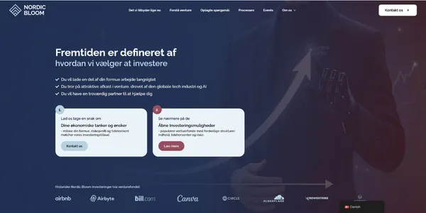 Hjemmeside lavet af Moneyweb til Nordic Bloom Funds P/S